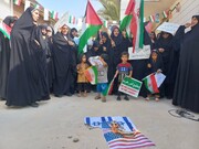 تصاویر/ تجمع طلاب مدرسه ام البنین(س) شهر دلوار در حمایت از مردم غزه