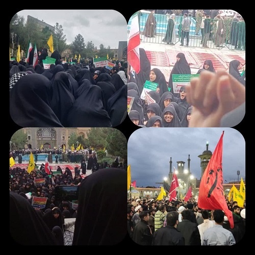 تجمع بانوان طلبه در محکومیت جنایات رژیم صهیونیستی