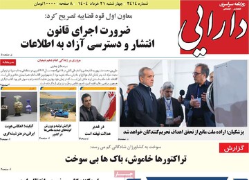 صفحه اول رونامه‌های چهارشنبه ۲۱ خردادماه ۱۴۰۴