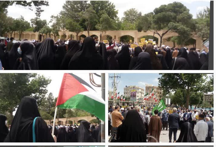 راهپیمایی مردم و طلاب شهرستان خمین در حمایت از مردم مظلوم فلسطین